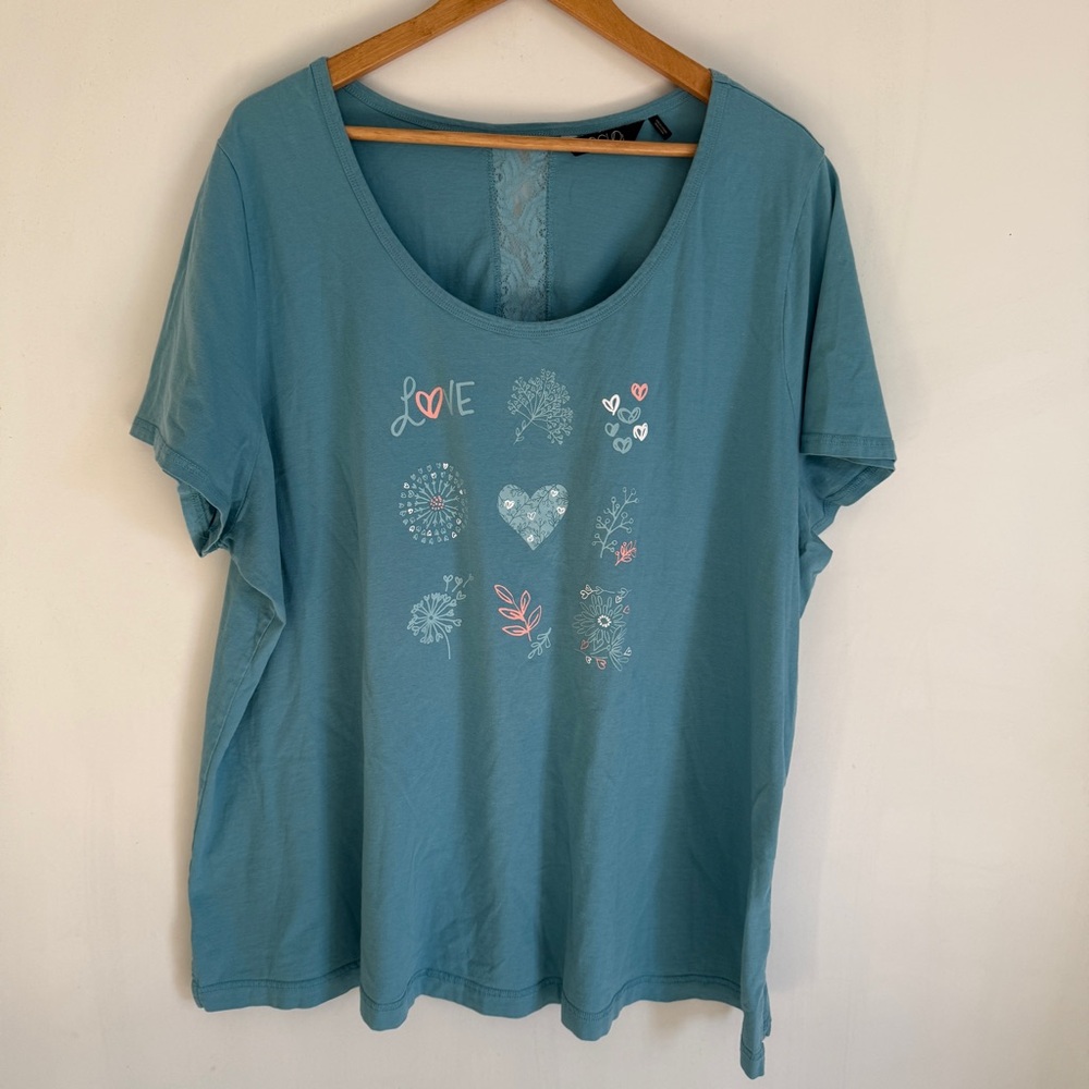 Voglo Women Blue Round Neck Short Sleeve Pullover T Shirt Plus Size 4X